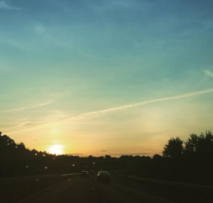 Driving into the sunset in Baltimore.